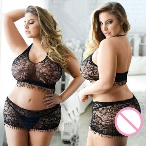 Hot Summer Girls Home Pajamas Sets Women Sexy Sheer Lace Sleepwear Two Pieces Nightwear Sleeveless Backless Crop Tops With Skirt