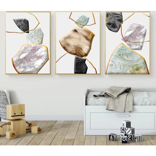 Luxury Abstract Nordic Art Golden Stone Canvas Painting Wall Art Posters Prints Wall Pictures for Living Room Home Wall Cuadros