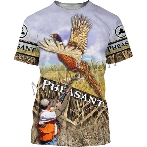 Fashion Animal Phesant Hunter Hunting Colorful Men/Women O-Neck T-shirts 3D Print Leisure Streetwear Harajuku Short Sleeves S-2