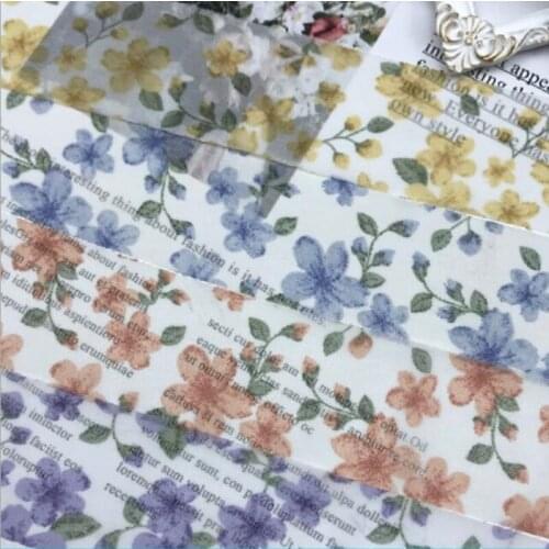 Kewgarden DIY Hairbow Accessories Gift Packing Floral Chiffon Fabric Ribbon Handmade Tape Crafts 1.5" 38mm Wholesale 25 Yards