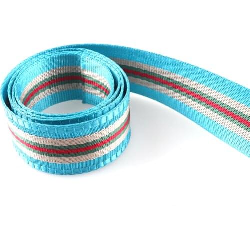 Blue Striped Webbing Ribbon 38mm(1.5") Nylon Belt Sewing Bag Leash Dog Collar Strap