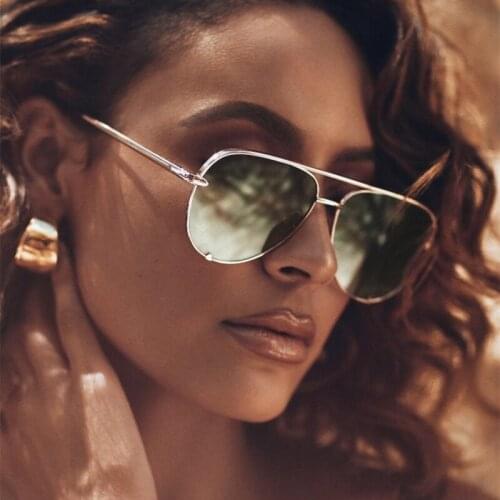 Vintage Gold pilot sunglasses women fashion mirror sunglasses woman classic Brand alloy Red shades for women oculos