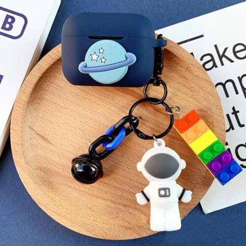 Cute cartoon Earphone Cases for QCY T10 Case silicone shell with Astronaut Planet Keychain Cover or QCY T 10 case