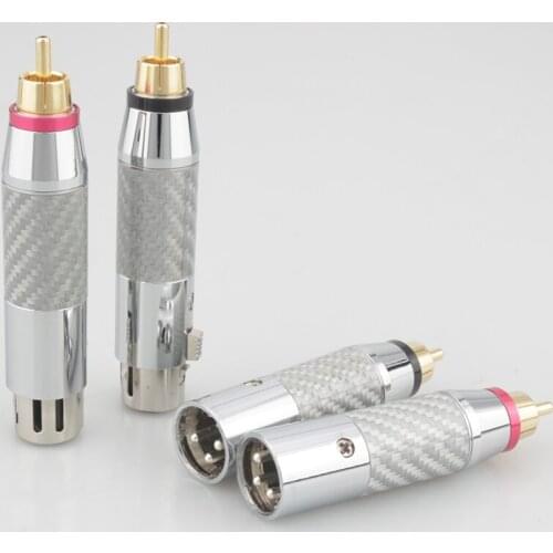 Carbon Fiber Balanced Male Female XLR Plug to RCA Plug Hi-Fi Plug Connector XLR 3 Pin Female to RCA male Audio Jack Adapter