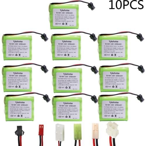 10PCS/pack 3.6V 3200mAh NiMH Battery For Rc toys Cars Tanks Boat Gun AA 3.6vAA battery SM/JST/Tamiya/EL-2P/5557-2P Plug