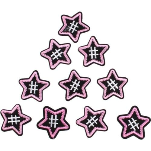 10pcs Embroidered Star Patch Iron On Cartoon Clothes Stickers DIY Sew On Jeans Bags Pants Bags Coats Badge Appliques Decoration