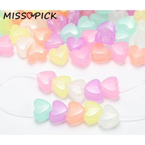 100pcs Acrylic Beads Mixed Color Heart Shape Loose Spacer Beads Charms for Jewelry Making DIY Bracelet Accessories Wholesale