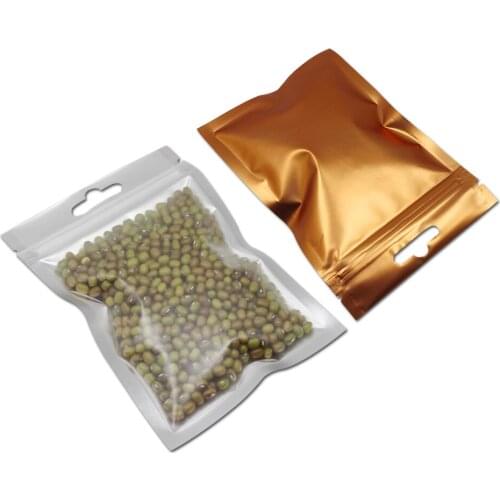 100Pcs Matte Clear Colorful Aluminum Foil Zip Lock Packaging Bag with Hang Hole Mylar Foil Plastic Food Sundries Packing Pouches