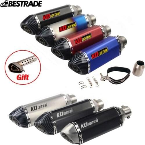 38-51mm Motorcycle Universal 370mm Exhaust Muffler Pipe Silencer Tube With DB Killer For Dirt Street Bike Stainless Steel