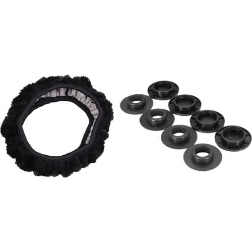 Car Plush Stretchy Steering Wheel Cover Black with 4PCS Car Mat Carpet Floor Fixing Clips for Mercedes-Benz 6680520