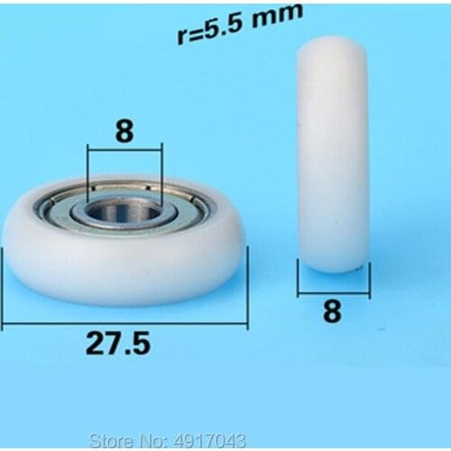 Free shipping 8*27.5*8mm instrument equipment door and window pulley small wheel rubberized bearing pulley plastic coated roller