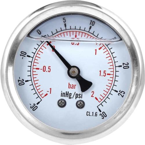 Tyre Pressure Meter TS-PGGZ60Z4-2bar 1/4BSP Y60 Axial Oil Filled Vacuum Pressure Gauge for Mining Industry Vacuometro Digital