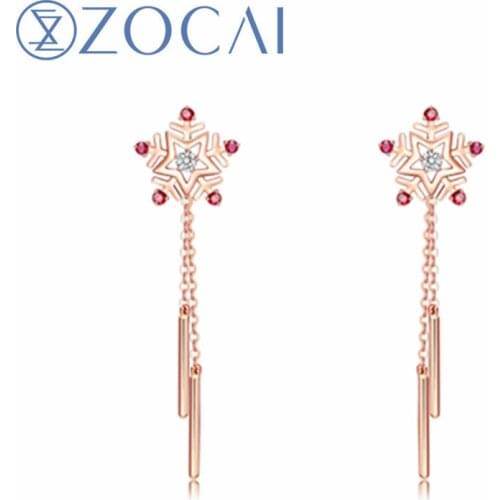 ZOCAI Design Earrings 0.10 CT Certified Red Ruby with 0.08 CT certified Diamond Stud Earrings 18K Rose Gold (Au750) TGE80181T_1