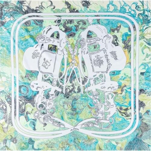 Designer Luxury Women 130cm Twill Silk Square Scarf Painted Saddle Print Female Headscarf Shawl Sunscreen Head Scarves Hijab