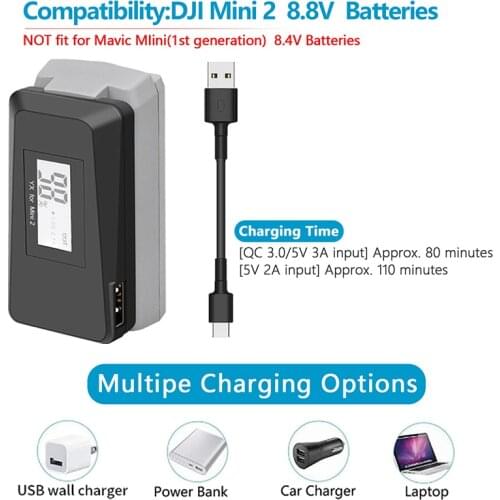 For DJI Mavic Mini 2 Charger LED Display Screen USB Charger QC3.0 Fast Charging Hub Adapter for Mavic mini2 Drone Accessories
