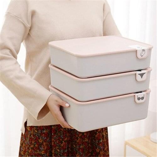 Household Plastic Underwear Storage Box with Mark Compartment Closet Organizer with Cover for Underwear Socks Bra Organizer