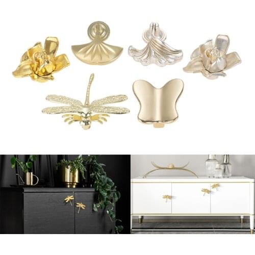 Zinc Alloy Furniture Cabinet Pull Knobs Fan /Flower /Dragonfly /Butterfly Shape Handle Wardrobe Drawer Dresser Cupboard Pull