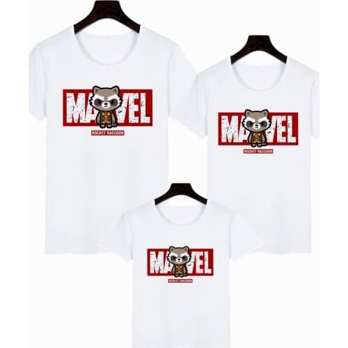 T Shirt Adult Unisex Harajuku Tee Streetwear Clothes Avengers Rocket Racoon Kids Tshirt Hip Hop Fashion T-shirt Famliy Look