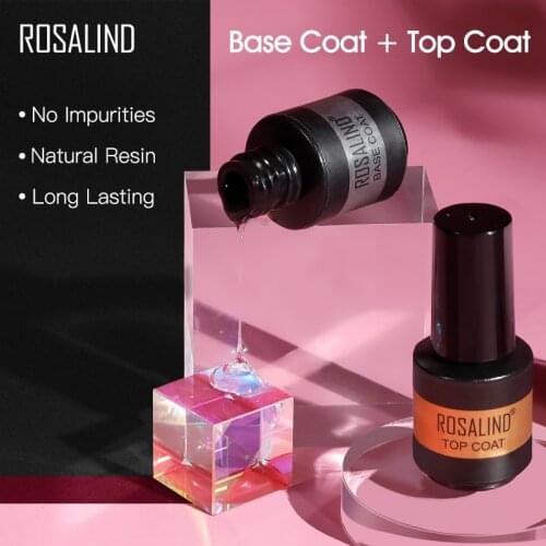 Rosalind 2pcs Nail Art 7ml Base Top Coat Gel Polish Nail Art Manicure Tools Semi Permanent Nail Art Multi-Use Top & Base Coat