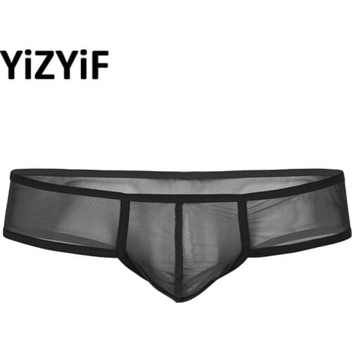 Gay Underwear Sexy Men Panties Bikini Men Lingerie Soft Sheer Mesh Bulge Pouch Low Rise G-string Thong Mini Briefs Underwear