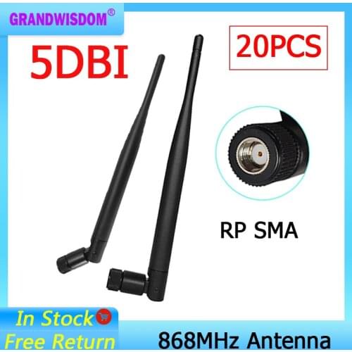 20pcs 868MHz 915MHz Antenna 5dbi RP-SMA Connector GSM 915 MHz 868 MHz antena outdoor signal repeater antenne waterproof Lorawan