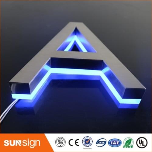 H25cm one letter Backlit stainless steel Signage for Advertising 3D illuminated shop front LED letters signs