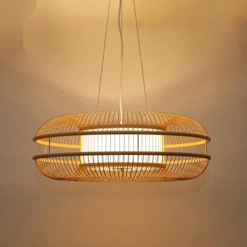 Chinese restaurant bamboo chandelier bedroom living room lights Chinese tea Zen bamboo wind round chandelier ZA627 ZL126 YM