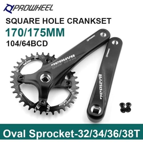 PROWHEEL 104BCD 170mm 175mm Square Crank Arms for Bicycle 32/34/36/38T Oval Sprocket with Bottom Bracket Mountain Bike Crankset