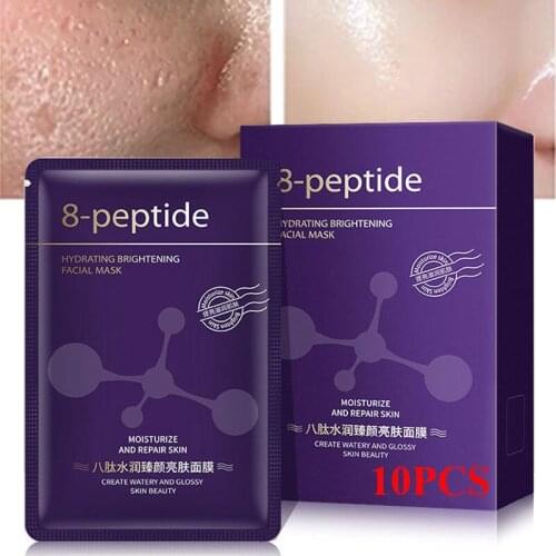 Face Mask Moisturizing Oil Control Anti-Aging Shrink Pores Brighten Octapeptide-3 Glycerin Unisex Beauty Skin Care 30ml*10pcs