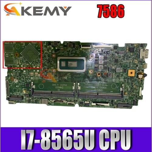 Akemy 6DHD3 For DEll Inspiron 7586 laptop motherboard mainboard 18706-2 with I7-8565U CPU DDR4 7586 motherboard tested full 100