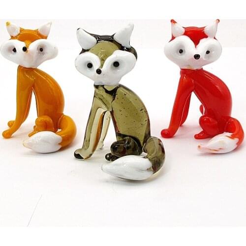 Cute Handmade Glass Fox Miniature Figurines Home Tabletop Decor Ornaments Christmas Childrens Day Holiday Party Gifts For kids