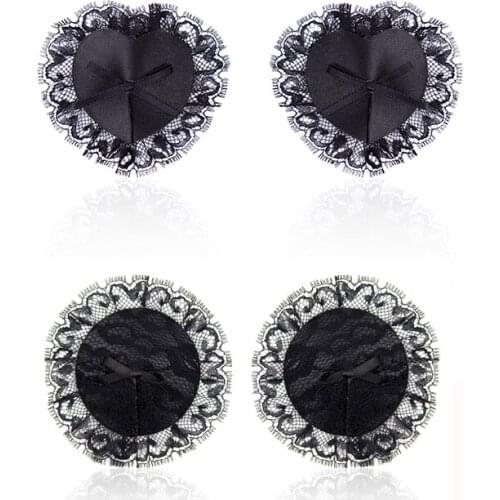 Fashion Lace Milk Paste Women Round Heart Paste Breast Bra Silicone Heart Nipple Cover Adhesive BDSM Breasts Sex Toys For Woman