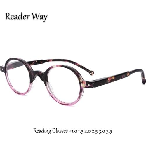 Fashion Color Womens Reading Glasses Spring Hinge Round Frame Lightweight Ladies Presbyopic Eyeglasses 1.0 1.5 2.0 2.5 3.0 3.5