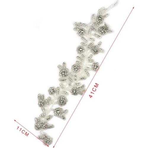 Fashion Handmade Rhinestone applique beads bodice For Wedding patch WRA-1041