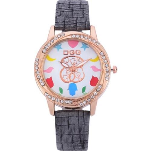 Montres Fashion Brand Quartz Watches For Women High Quality Casual Leather Rhinestone Bear Ladies Wristwatches Relogio Feminino