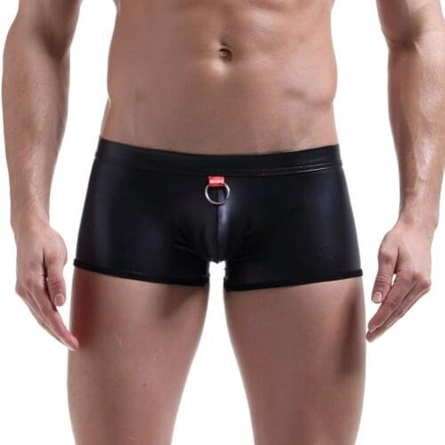 Men Underwear Boxer Shorts Panties Mens Sexy Underwear Boxers Underpants Male Underwear PU Leather Man Boxer Shorts Mens Boxers