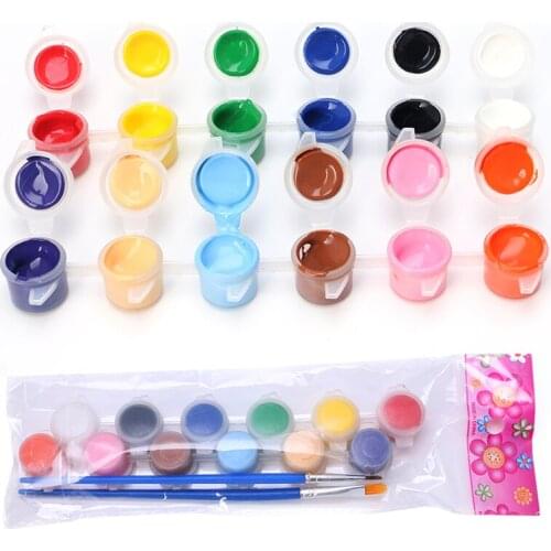 12 Colors Watercolor Oil Painting with 2 Paint Brushes Paints Set Watercolor Hand Wall Painting