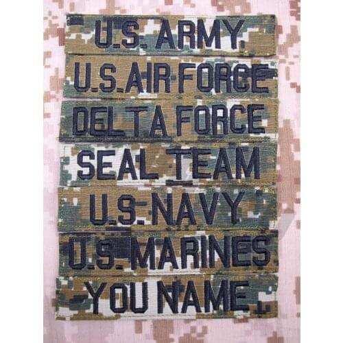 Custom Name Tape Digital Woodland Background Black Letters Embroidery Patch