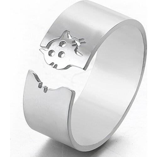 2020 New Minimalist Stainless Steel Silver Color Cat and Life Tree Wedding Rings for Woman Love Finger Holder Ringen Best Friend