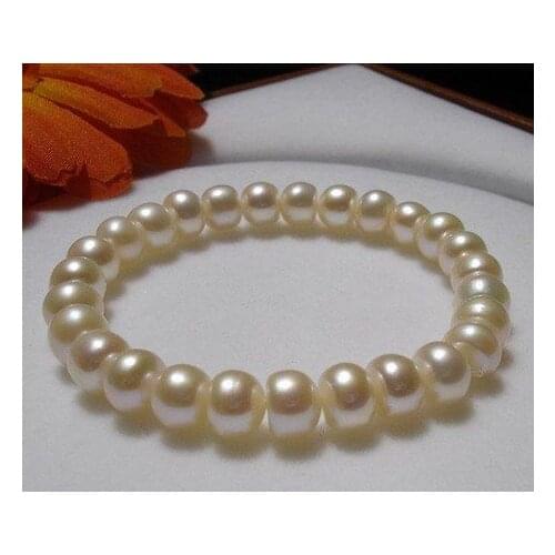 New Arrivals Unique Pearl Jewellery White Color 100% Genuine Natural Freshwater Pearl Elastic Bracelet Fashion Women Gift