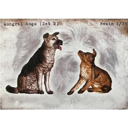 New Unassembled 1/35 2 dogs animal modern Figures Resin Kit DIY Toys Unpainted kits