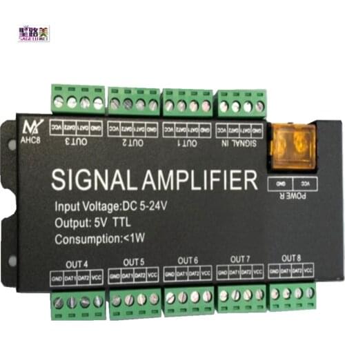 New AHC8 DC12V 24V 8channels 8CH SPI TTL signal synchronizer LED amplifier 8 ports output for dream color pixel led strip light