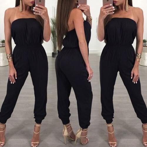 New Women Casual Sleeveless Bodycon Off Shoulder Slash Neck New Hot Romper Jumpsuit Club Bodysuit Long Pants