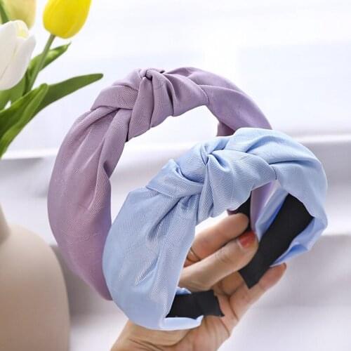 1PC Women Bezel Fashion Korean Style Hairband Female Girls Casual Elegant Cloth Cross Solid Color Hair Accessories Headwear