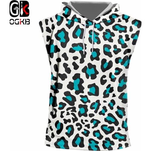 OGKB Sleeveless Fashion O-neck 3D Printing Blue Leopard Streetwear 7XL Costume Male Undershirt Spring Cap
