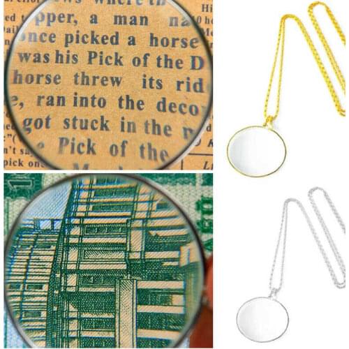 Reading Monocle Chain Pendant Glass Magnifying Necklace 5X Magnifier Necklace