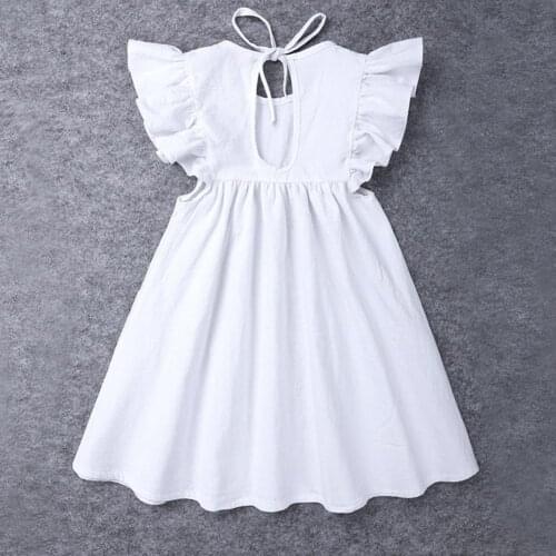 Baby Girl Dress Solid Color A-line Loose Summer Short Sleeves Large Hemline Toddler Dress for Travel Casual