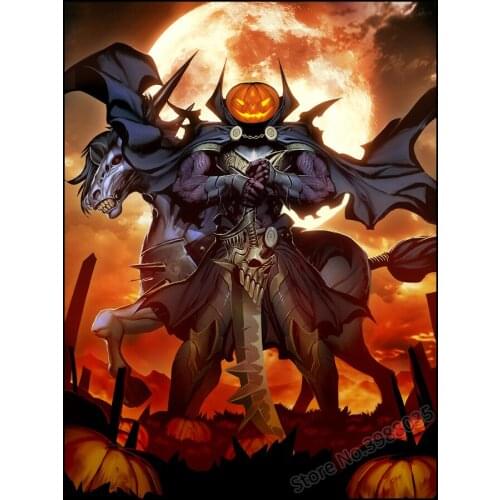 Full Square Drill 5D Diy Diamond Painting Halloween Headless Horseman Pumpkin Diamond Embroidery Rhinestone Mosaic Cross stitch