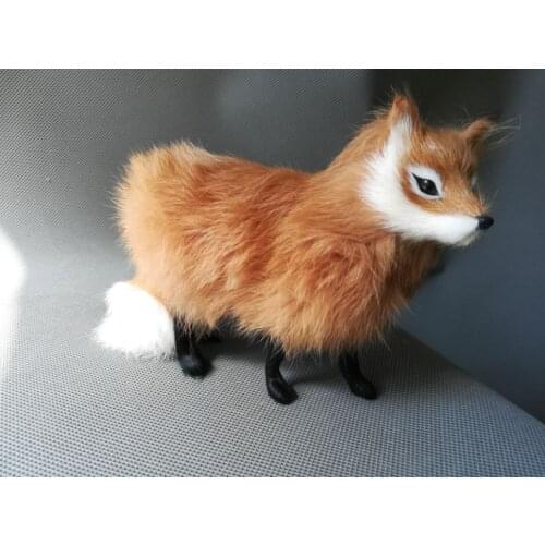 Real life toy 16x12cm standing yellow fox polyethylene&furs fox model home decoration props ,toy gift d0188