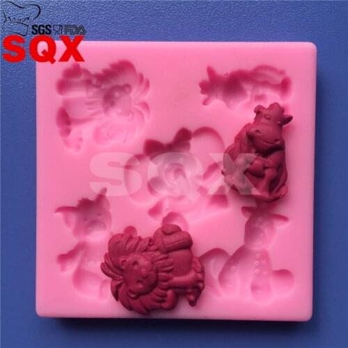 Silicone Fondant Cake molds 3D cartoon hippo lion Candle Molds Soap Mold Chocolate Mould for The Baking Tools Cake MR14
